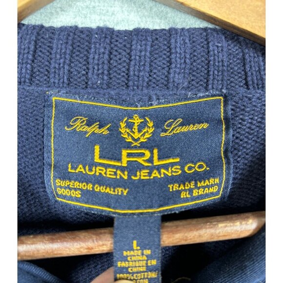 Lauren Ralph Lauren LRL Womens Striped Knit Sweater Sz L Blue Casual - Picture 3 of 5